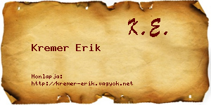 Kremer Erik névjegykártya